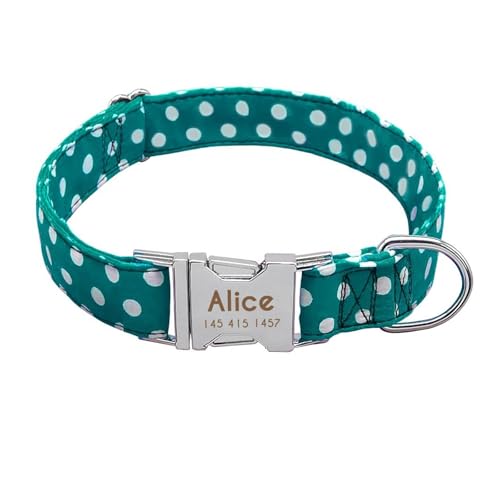 Benutzerdefinierte Nylon-Hundehalsbänder Bedruckte Hundehalsbänder Benutzerdefinierte Welpen-Haustierhalsbänder Gravierter Name(008 Green,M) von HBJzxlOK