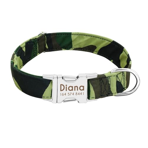 Benutzerdefinierte Nylon-Hundehalsbänder Bedruckte Hundehalsbänder Benutzerdefinierte Welpen-Haustierhalsbänder Gravierter Name(012 Green,L) von HBJzxlOK