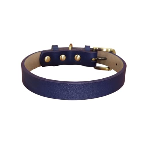 Lederhalsband für kleine Hunde, strapazierfähig, verstellbar(DEEP Blue,27-33cm) von HBJzxlOK