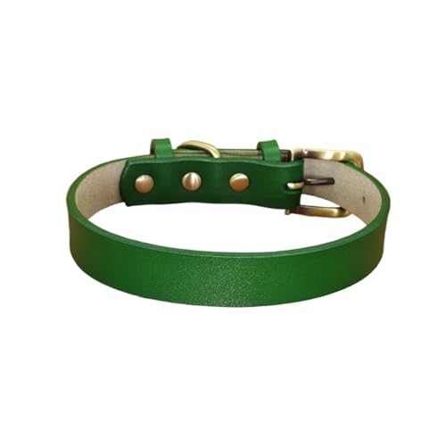 Lederhalsband für kleine Hunde, strapazierfähig, verstellbar(Green 2,30-38cm) von HBJzxlOK