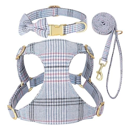Mode Hundehalsband Harness Leine Set Bowknot Welpen Katze Kragen Weste Harness Leine(Blue,XS) von HBJzxlOK