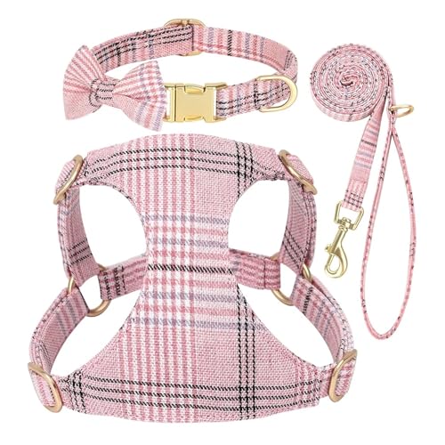 Mode Hundehalsband Harness Leine Set Bowknot Welpen Katze Kragen Weste Harness Leine(Red 5,S) von HBJzxlOK