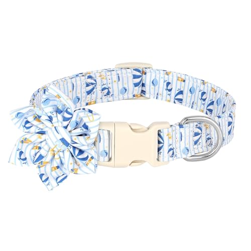 Hundehalsband mit Schmetterlingsmotiv, leichtes Haustierhalsband aus Nylon, Hundehalsband mit Blumenmuster und Schnalle, verstellbar(Blue,L) von HBJzxlOK