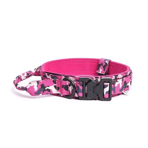 Outdoor-Hundehalsband mit Metallschnalle, atmungsaktives Nylonhalsband(Camouflage pink,M) von HBJzxlOK
