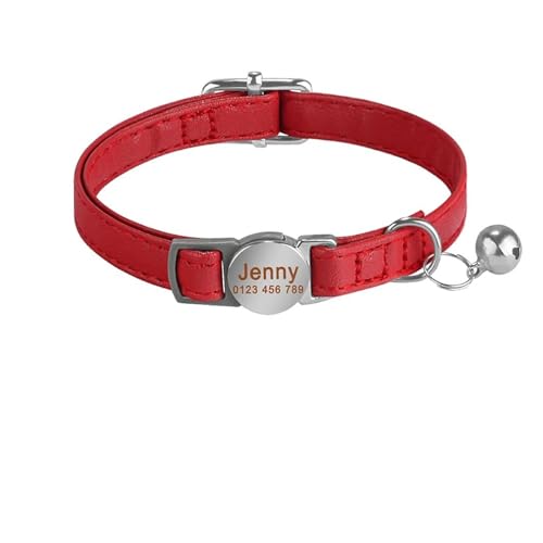 Personalisierte gravierte Haustier Halskette Glocke ID benutzerdefinierte verstellbar PU Leder benutzerdefinierte Name(Red 2) von HBJzxlOK