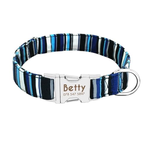 Personalisierte Hundehalsbänder und Leinen Bedruckte kleine Hundehalsbänder und Leinen aus Nylon(Blue Strip C,L) von HBJzxlOK