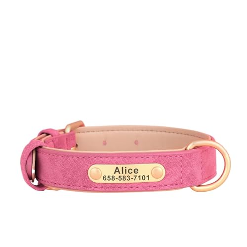 Personalisiertes Hundehalsband PU-Leder Hundehalsband Gepolsterte Haustierhalskette(Rose,L) von HBJzxlOK