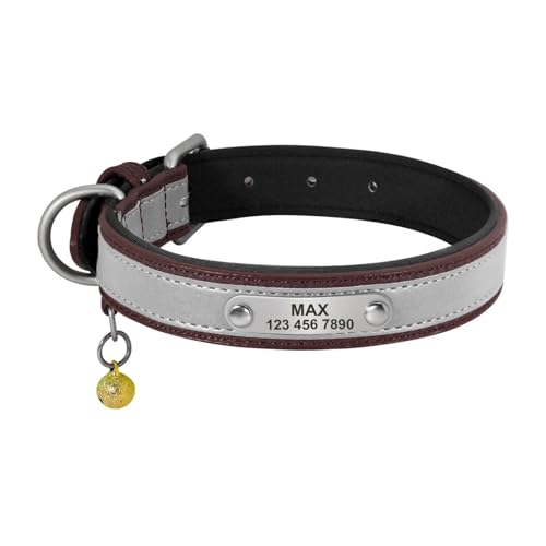 Personalisierte Hundehalsbänder Individuell gravierte Halsbänder Gepolsterte kleine Hunde-/Katzenhalsbänder mit Namensschild(Coffee,XL) von HBJzxlOK