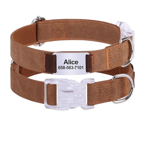 Personalisiertes Hundehalsband mit individuell graviertem Haustiernamen und Anti-Verlust-ID-Schild(Blue 2,L) von HBJzxlOK