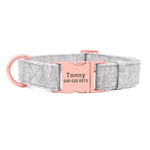 Personalisierte Hundehalsbänder Benutzerdefinierte Nylon-Hundehalsbänder Gravierte Namens-ID(Grey Collar,S) von HBJzxlOK
