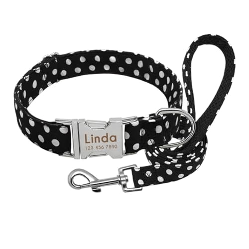 Personalisiertes Hundehalsband Hundehalsband Nylon Haustierhalsband Gravur ID(Black Set,S) von HBJzxlOK