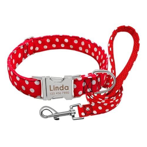 Personalisiertes Hundehalsband Hundehalsband Nylon Haustierhalsband Gravur ID(Red Set,L) von HBJzxlOK