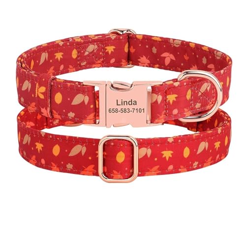 Personalisiertes Hundehalsband Personalisiertes rotes Kariertes Haustierhalsband mit Schleifengravur(Yellow 1,M) von HBJzxlOK