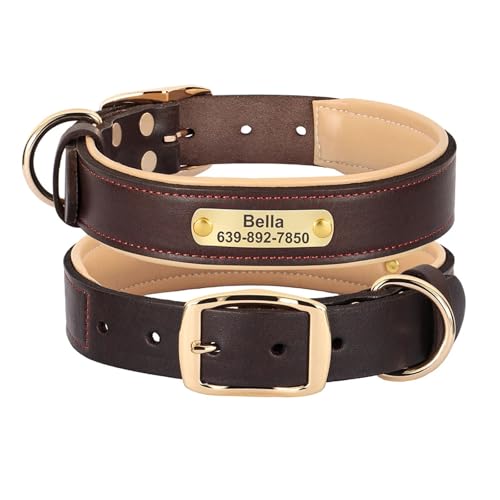 Personalisiertes Hundehalsband aus Leder mit individueller Gravur, Hunde-ID-Halsband, gravierte Haustierkette, verstellbar(Blue 2,L) von HBJzxlOK