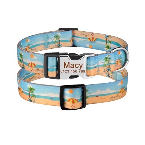 Personalisiertes Hundehalsband Nylon bedrucktes Haustier-Halsband Hunde-ID-Halsband Gravur-ID(Blue 19,XL 43-71cm) von HBJzxlOK
