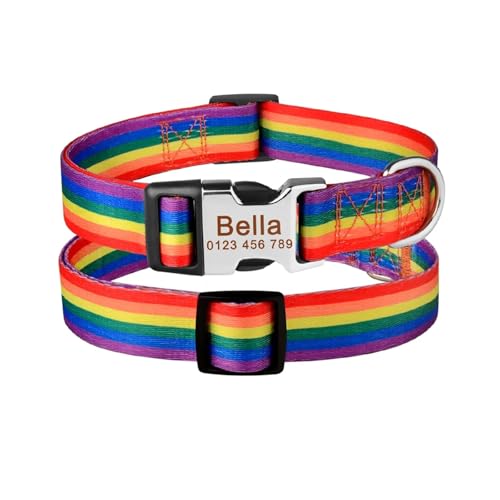 Personalisiertes Hundehalsband Nylon bedrucktes Haustier-Halsband Hunde-ID-Halsband Gravur-ID(Orange,L 38-61cm) von HBJzxlOK