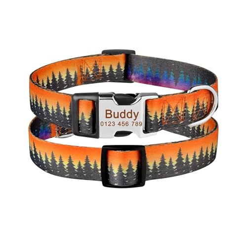 Personalisiertes Hundehalsband Nylon bedrucktes Haustier-Halsband Hunde-ID-Halsband Gravur-ID(Orange 18,L 38-61cm) von HBJzxlOK