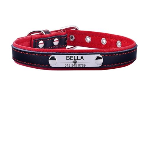 Personalisiertes Hundehalsband aus PU-Leder, gepolsterte Haustierhalskette(Red 2,M 29-38cm) von HBJzxlOK