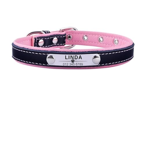 Personalisiertes Hundehalsband PU-Leder Hundehalsband Gepolsterte Haustier Halskette Gravur(Red 5,M 29-38cm) von HBJzxlOK