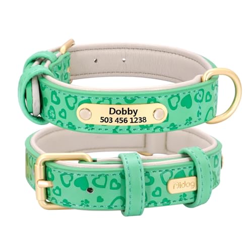 Personalisiertes Hundehalsband aus weichem Leder, individuelles Welpenhalsband, bedrucktes Halsband, Haustierbedarf(Red 5,XL) von HBJzxlOK