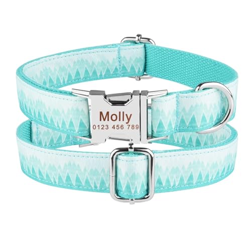 Personalisiertes Hundehalsband mit Gravur, Namensschild aus Nylon, mittlere Größe, Bedruckte Hundeleine(L,S 26-40cm) von HBJzxlOK