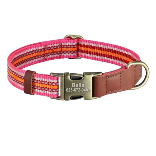 Personalisiertes Hundeidentifikationshalsband PU-Leder Hundeschnallenhalsband Gepolstertes Haustieridentifikationshalsband(Red 5,L) von HBJzxlOK