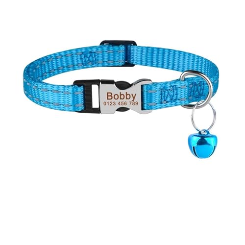 Personalisierte Nylon benutzerdefinierte Schnalle graviert Katze ID Halsband Namensschild verstellbar(Blue) von HBJzxlOK