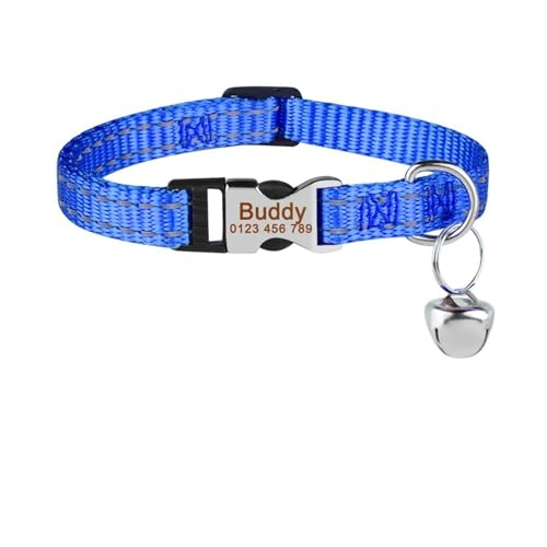 Personalisiertes Katzenhalsband aus reinem Nylon, benutzerdefinierte Schnalle, graviertes Halsband, Namensschild, verstellbar(DarkBlue) von HBJzxlOK