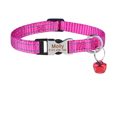 Personalisiertes Katzenhalsband aus reinem Nylon, benutzerdefinierte Schnalle, graviertes Halsband, Namensschild, verstellbar(Rose) von HBJzxlOK