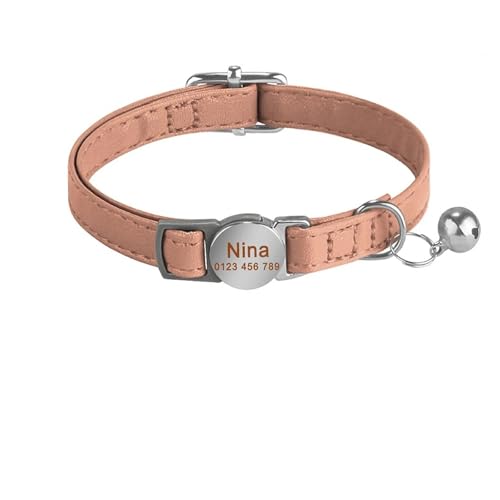 Personalisiertes graviertes Katzenhalsband, Sicherheitshalsband aus Leder, verstellbare individuelle Halskette mit Glöckchen, Anti-Verlust(Red 5) von HBJzxlOK