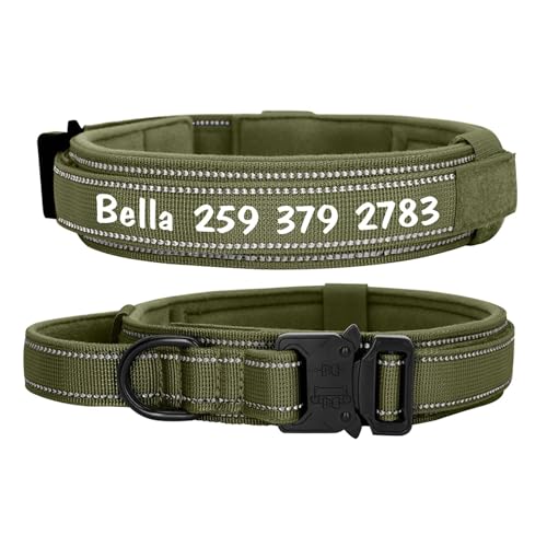 Personalisiertes großes Hundehalsband Hundehalsband Benutzerdefiniertes reflektierendes Haustierhalsband(Green 2,L) von HBJzxlOK