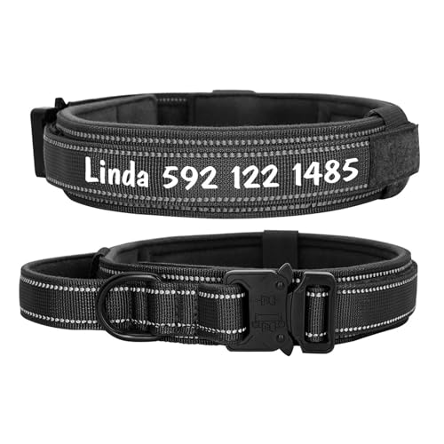 Personalisiertes großes Hundehalsband Hundehalsband Benutzerdefiniertes reflektierendes Haustierhalsband(Noir,M) von HBJzxlOK