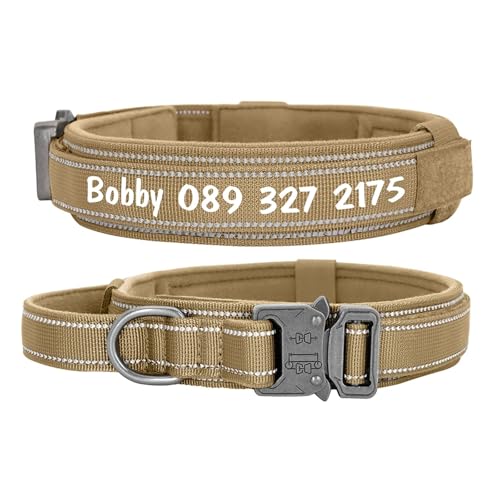 Personalisiertes großes Hundehalsband Hundehalsband Benutzerdefiniertes reflektierendes Haustierhalsband(Yellow 1,L) von HBJzxlOK