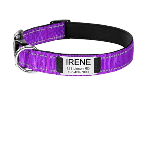 Personalisiertes reflektierendes Hundehalsband mit individueller Gravur, personalisiertes Etikett, Name, verstellbar(Black 4,XS 21-33cm) von HBJzxlOK