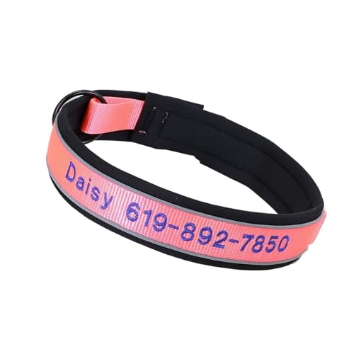 Reflektierendes Hundehalsband mit personalisierter Stickerei, Haustierhalsband, bestickter Telefonname(Red 5,S) von HBJzxlOK
