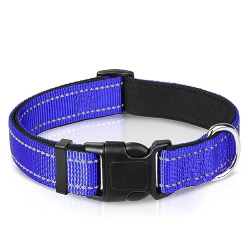 Reflektierendes Hundehalsband. Robustes, verstellbares Haustierhalsband.(Navy Blue,M) von HBJzxlOK