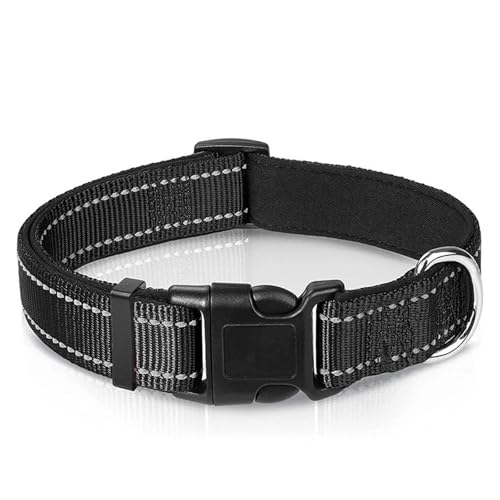 Reflektierendes Hundehalsband. Robustes, verstellbares Haustierhalsband.(Noir,M) von HBJzxlOK