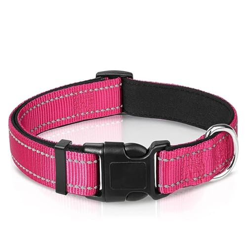 Reflektierendes Hundehalsband. Robustes, verstellbares Haustierhalsband.(Rose red,M) von HBJzxlOK