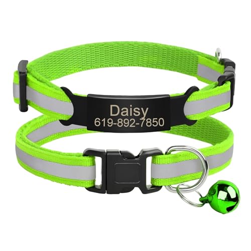 Reflektierendes Katzenhalsband, graviertes Sicherheitshalsband mit Glocke, Welpen-Haustier-Halskette(7) von HBJzxlOK