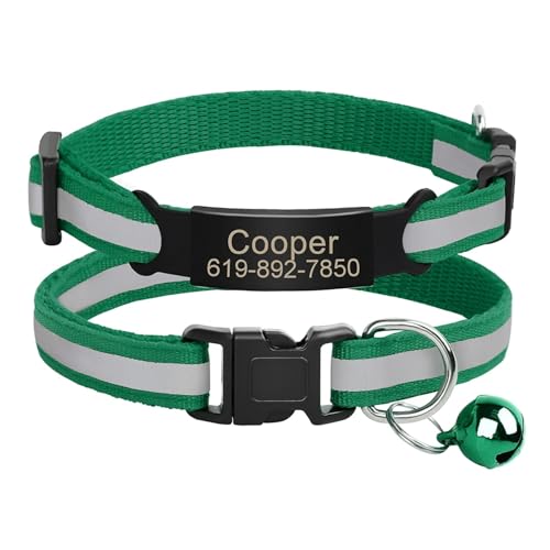 Reflektierendes Katzenhalsband, graviertes Sicherheitshalsband mit Glocke, Welpen-Haustier-Halskette(9) von HBJzxlOK
