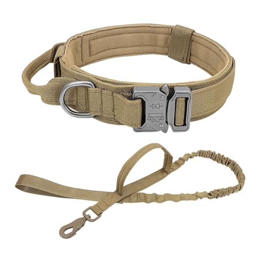 Robustes taktisches Hundehalsband- und Leinenset, verstellbares Haustierhalsband(Yellow Set,L) von HBJzxlOK