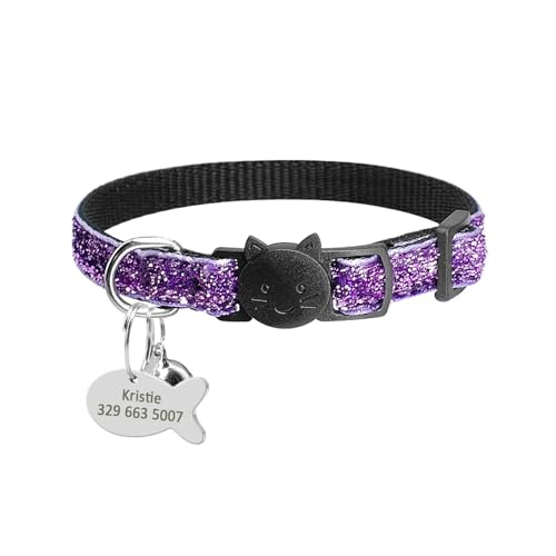 Schnellverschluss-Halsbandanhänger-Halsband-Set Wunderschöne personalisierte Nylonhalsbandgravur(Black 4) von HBJzxlOK