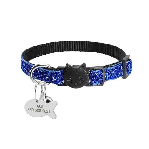 Schnellverschluss-Halsbandanhänger-Halsband-Set Wunderschöne personalisierte Nylonhalsbandgravur(Blue) von HBJzxlOK