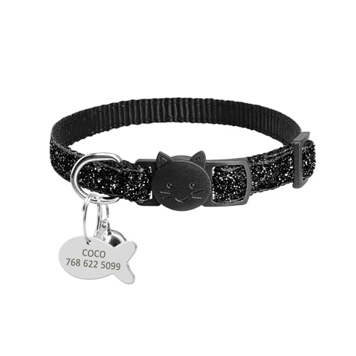 Schnellverschluss-Halsbandanhänger-Halsband-Set Wunderschöne personalisierte Nylonhalsbandgravur(Noir) von HBJzxlOK