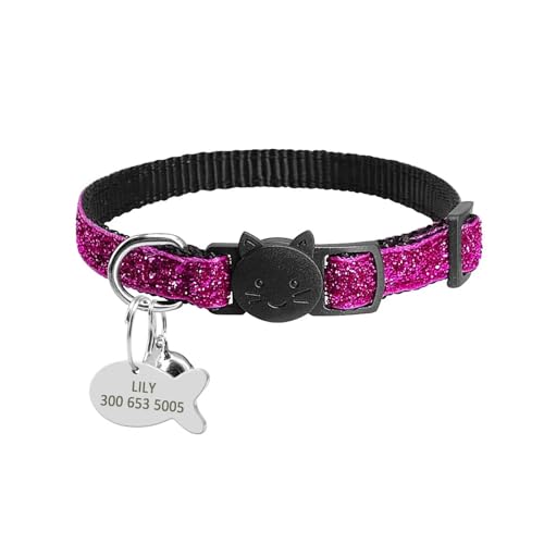 Schnellverschluss-Halsbandanhänger-Halsband-Set Wunderschöne personalisierte Nylonhalsbandgravur(Rose) von HBJzxlOK
