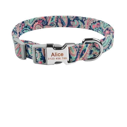 Verstellbares Hundehalsband aus Nylonprodukten, individuell graviertes Namensschild, personalisiertes Hundehalsband(Gray 1,L) von HBJzxlOK