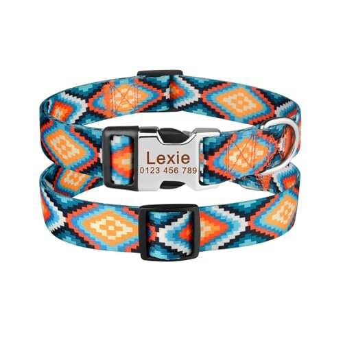 Verstellbares bedrucktes Hundehalsband mit graviertem Namensschild und ID-Tag, personalisiertes Hundehalsband(XL 43-71cm) von HBJzxlOK