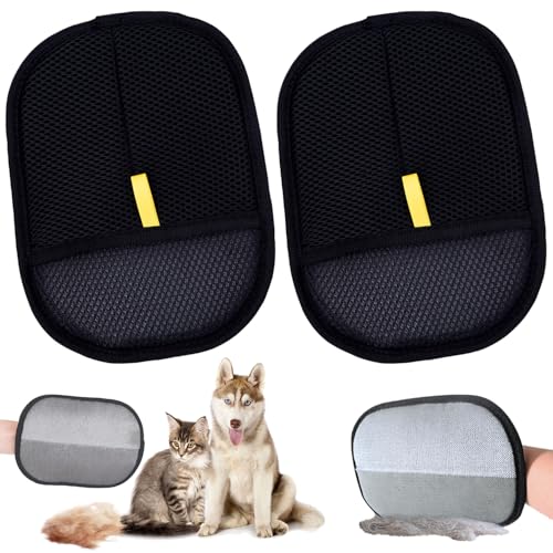 HBSFBH Doppelseitige antistatische Haustier Handschuhe, 2 Pcs Doppelseitige Entwirrungs Handschuhe Haustiere, doppelseitig Haustiere Antistatik Handschuhe, für Hund & Katze Haustier Bürsten Handschuh von HBSFBH