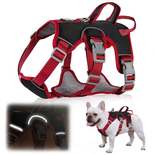 Hundegeschirr No-Pull, Sicherheitsgeschirr Mit Griff, Reflektierend, Ausbruchsicher Anti Zug für Kleine und Große Hunde von HBSFBH