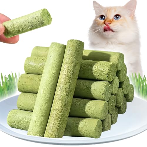 Katzengras Stäbchen, 30 Stück Cat Grass Teething Sticks, Katzengras kaustangen, Katzengras Molarenstab, Katzengras Beißstab, Gefriergetrockneter Katzengras Zahnknirschstab für Zahnpflege von HBSFBH